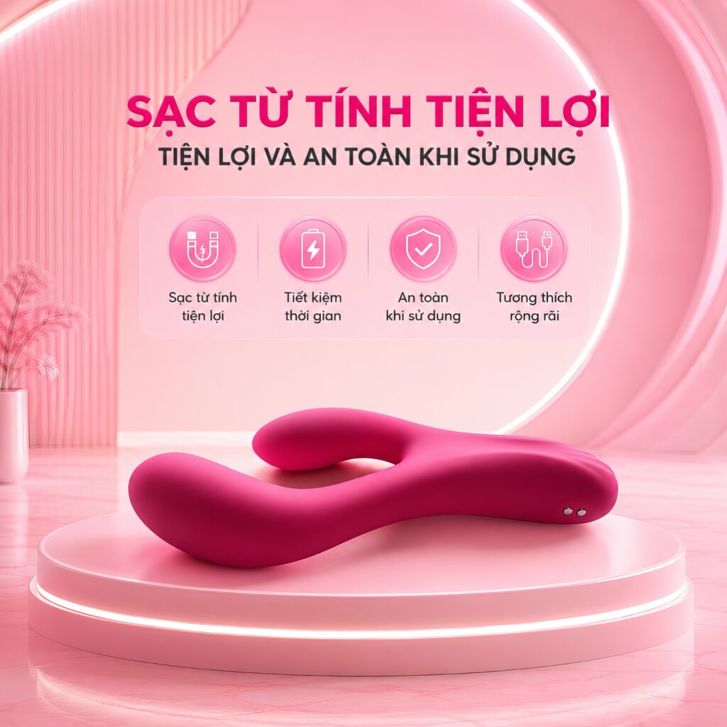 Máy Rung Điểm G Cao Cấp Lovense Osci 3 - Rung Ngoáy Tỏa Nhiệt Điều Khiển App Từ Xa 8 Cổng sạc nam châm trên thân máy Lovense Osci 3