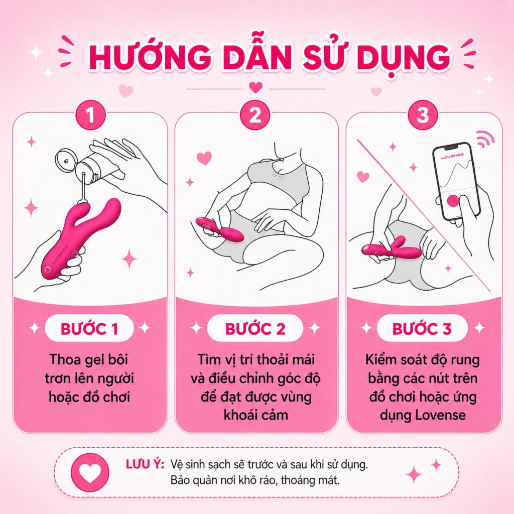 Máy Rung Điểm G Cao Cấp Lovense Osci 3 - Rung Ngoáy Tỏa Nhiệt Điều Khiển App Từ Xa 10 Hướng dẫn sử dụng Lovense Osci 3